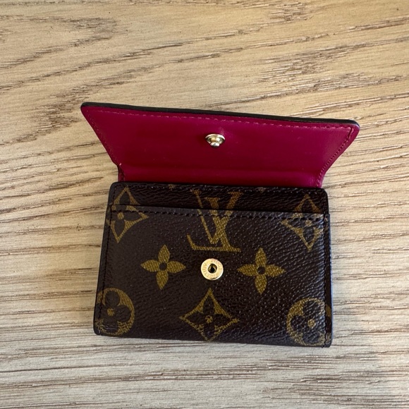 Louis Vuitton Accessories - Louis Vuitton Brown Monogram Compact Card Case with Pink Interior